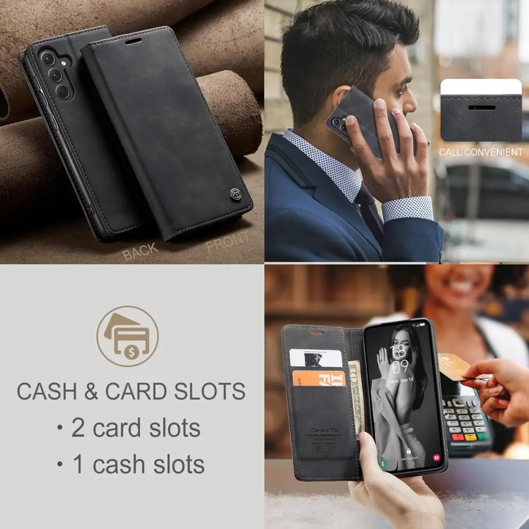 CaseMe Telefoonhoesje Samsung Galaxy S25 Plus Wallet Book - Zwart - afbeelding 6 van 6