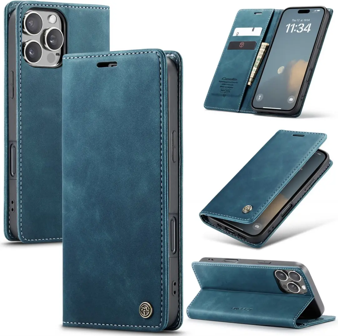 CaseMe iPhone 16 Pro Wallet Bookhoesje - Turquoise