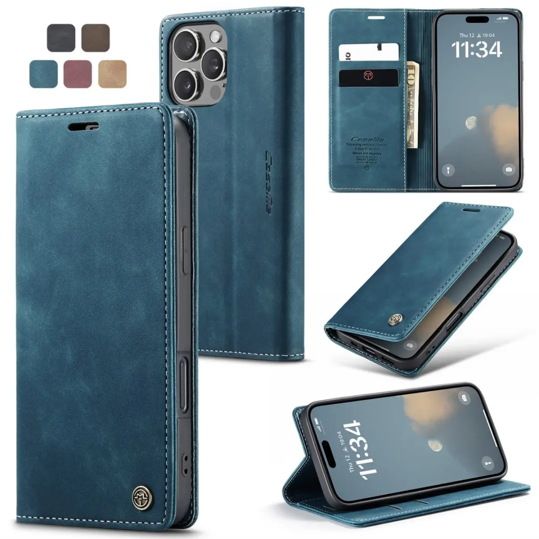 CaseMe iPhone 16 Pro Wallet Bookhoesje - Turquoise