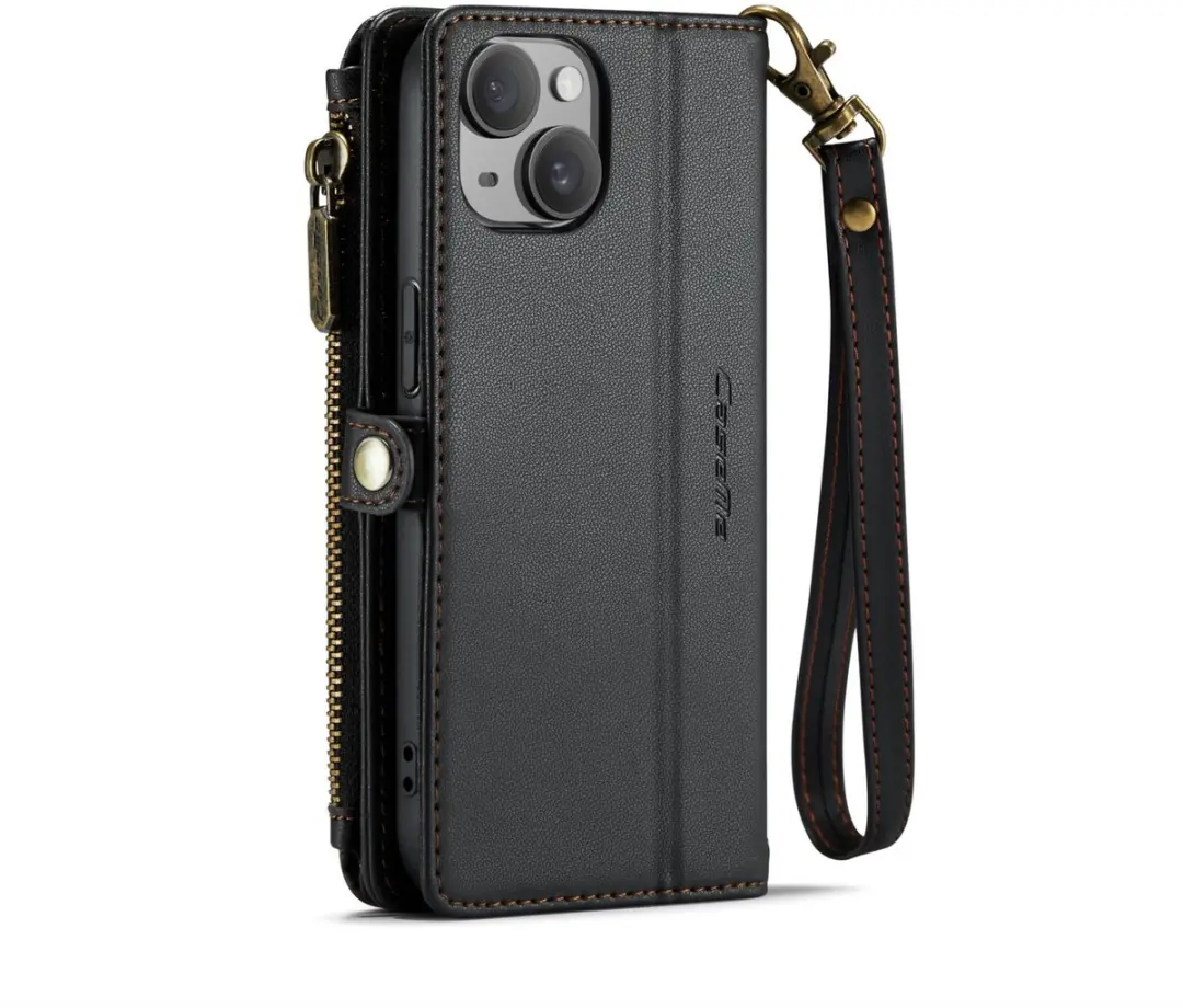 CaseMe iPhone 15 Plus Wallet Book Hoesje - 7 Pasjes - Zwart