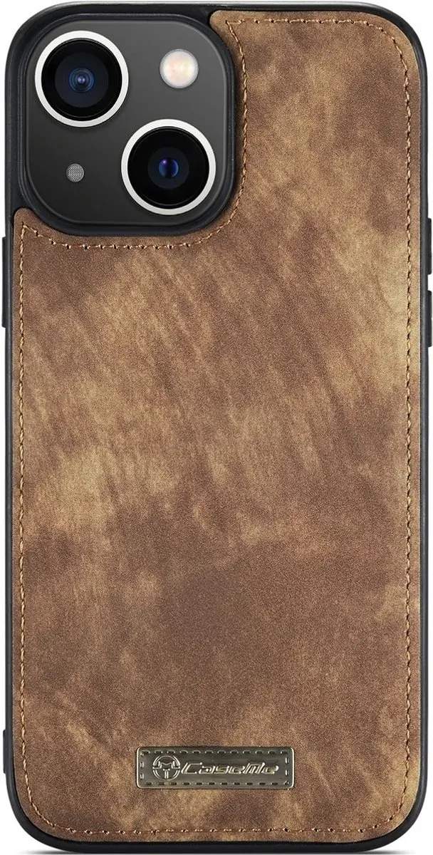 CaseMe iPhone 15 Wallet Rits Book Case - PU Leer Cognac - 8 Pasjes