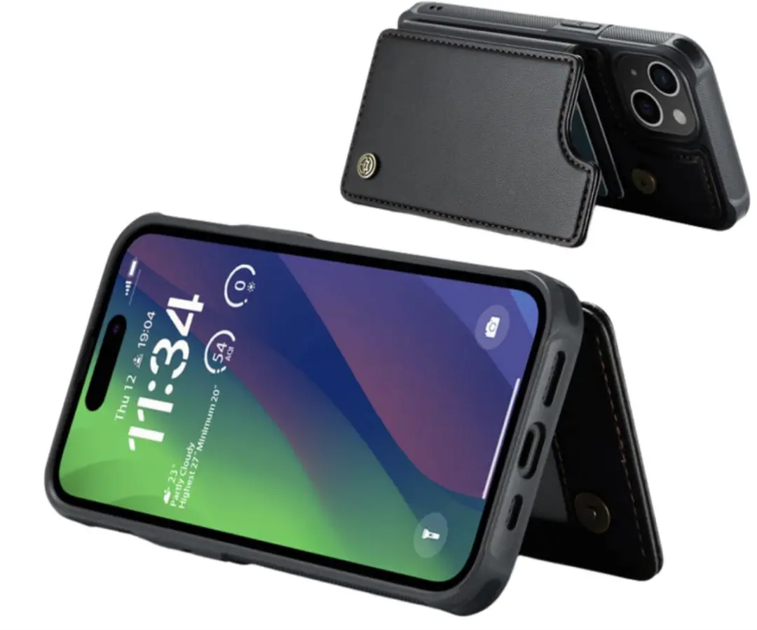 CaseMe iPhone 15 Plus Wallet Back Cover - Magnetisch - PU Leer - Zwart