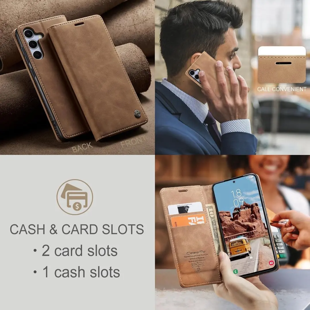 CaseMe Wallet Bookhoes Samsung Galaxy S24/S25 - Bruin