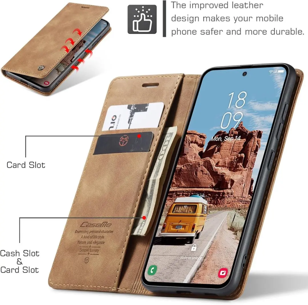 CaseMe Wallet Bookhoes Samsung Galaxy S24/S25 - Bruin