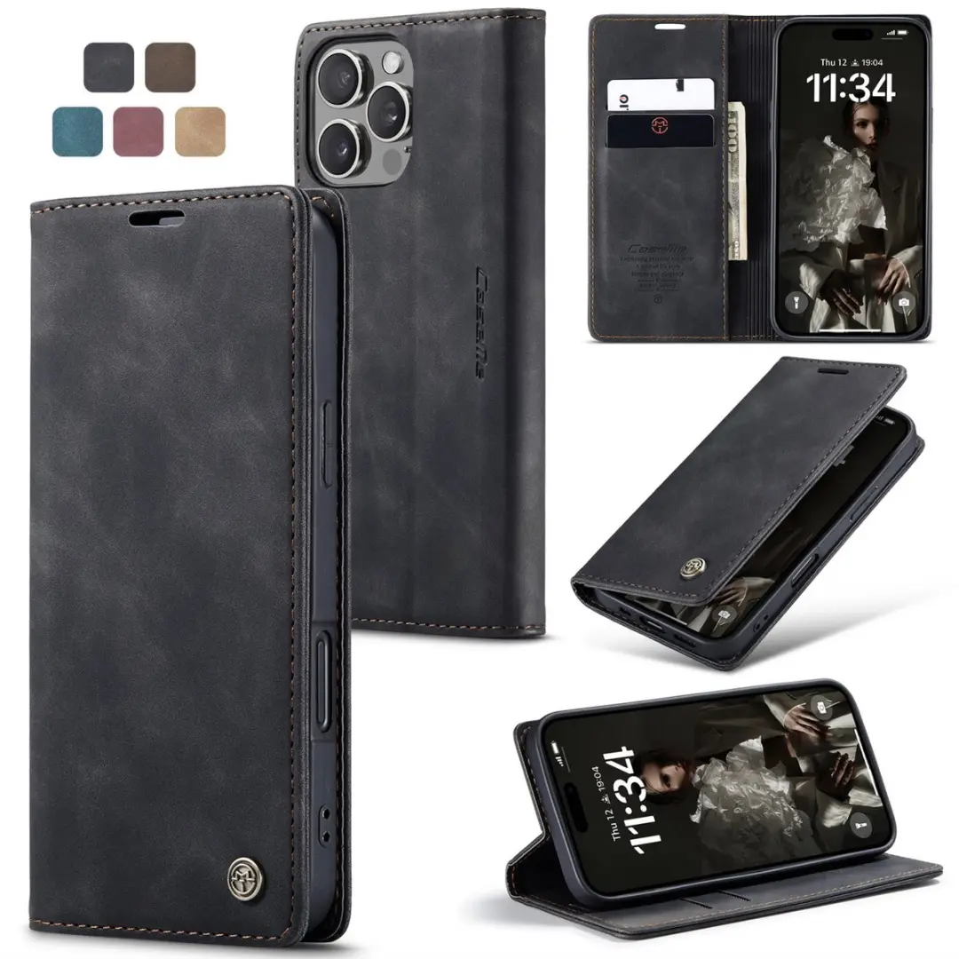 Caseme iPhone 16 Pro Wallet Book Hoesje - Zwart - afbeelding 6 van 6