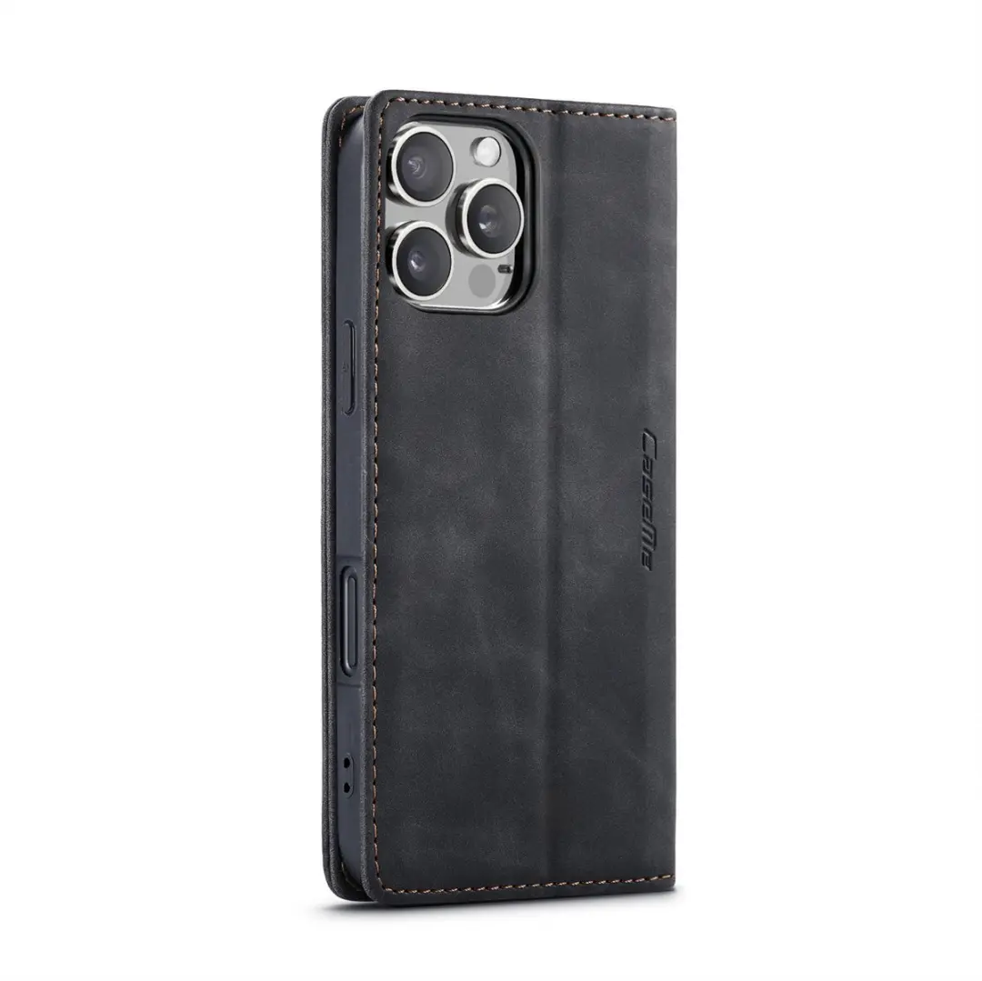 Caseme iPhone 16 Pro Wallet Book Hoesje - Zwart