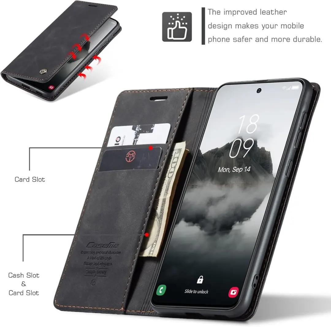 CaseMe Telefoonhoesje Samsung Galaxy S24 Plus Wallet Book - Zwart
