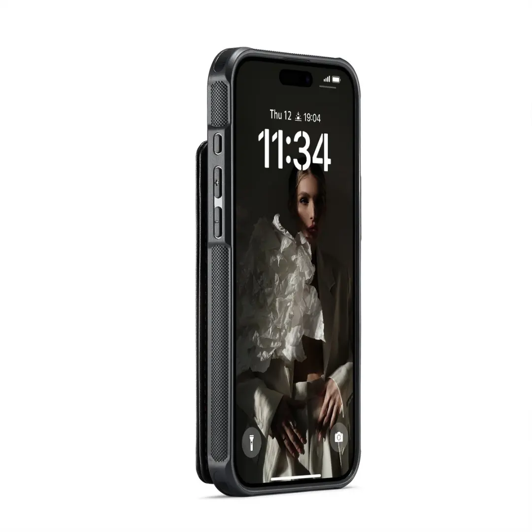 CaseMe iPhone 16 Plus Wallet Back Cover - PU Leer - 4 Pasjes - Zwart