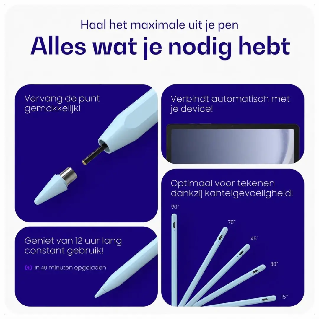 Buddi Flow 2 Universele Stylus Pen - Blauw