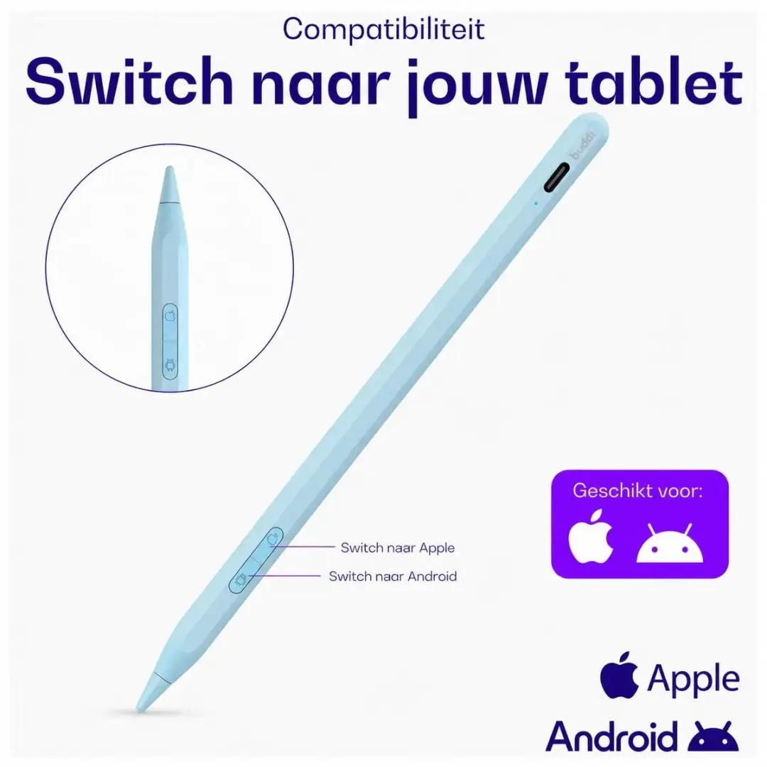 Buddi Flow 2 Universele Stylus Pen - Blauw