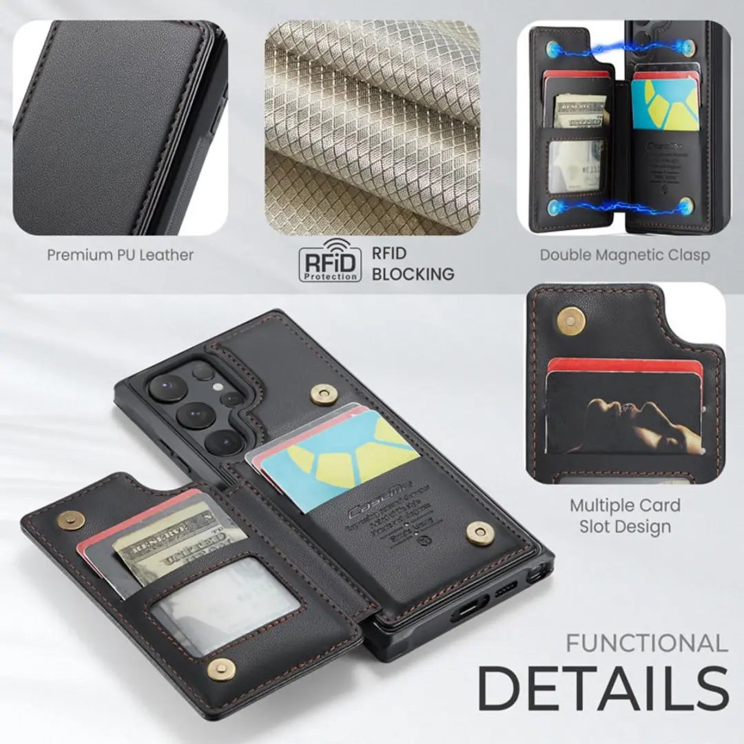 Caseme Telefoonhoesje Samsung Galaxy S24 Ultra Wallet - PU Leer Zwart