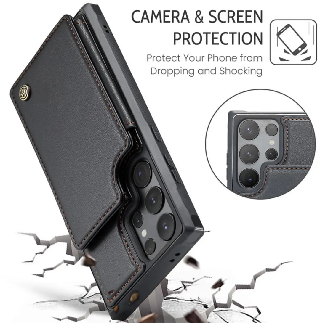 Caseme Telefoonhoesje Samsung Galaxy S24 Ultra Wallet - PU Leer Zwart