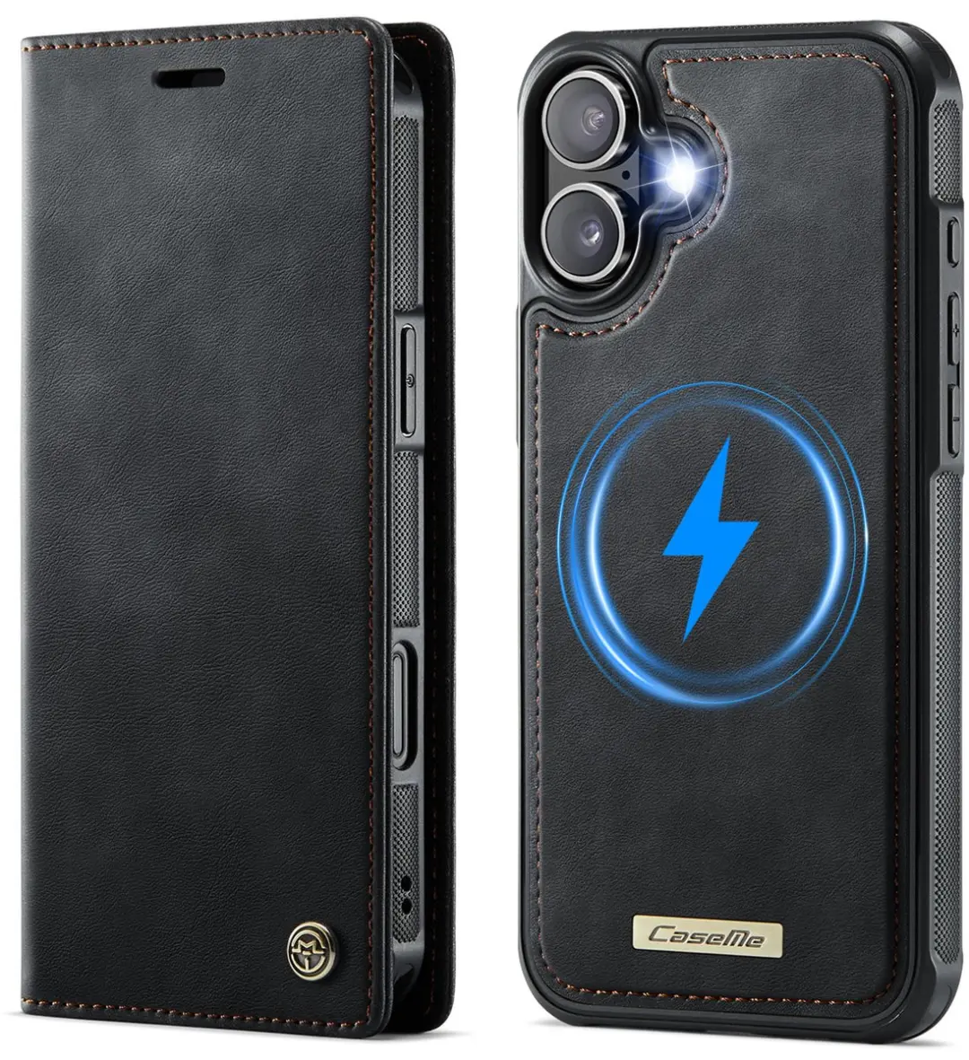 Caseme iPhone 16 Bookcase Hoesje - MagSafe - 3 Pasjes - Zwart - afbeelding 6 van 6
