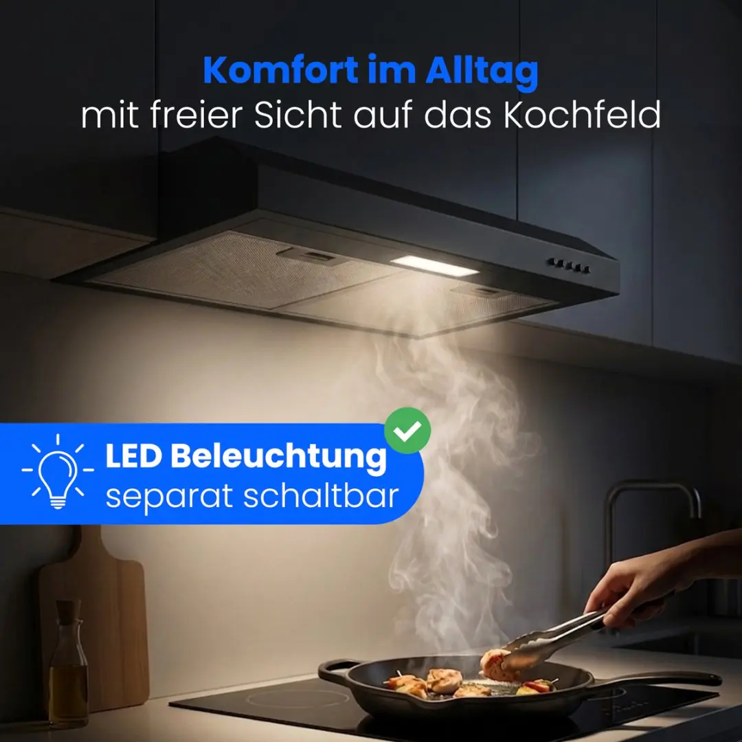 Bomann DU 7613 Onderbouwafzuigkap 60cm - 222m³/h - Mat zwart - afbeelding 6 van 6