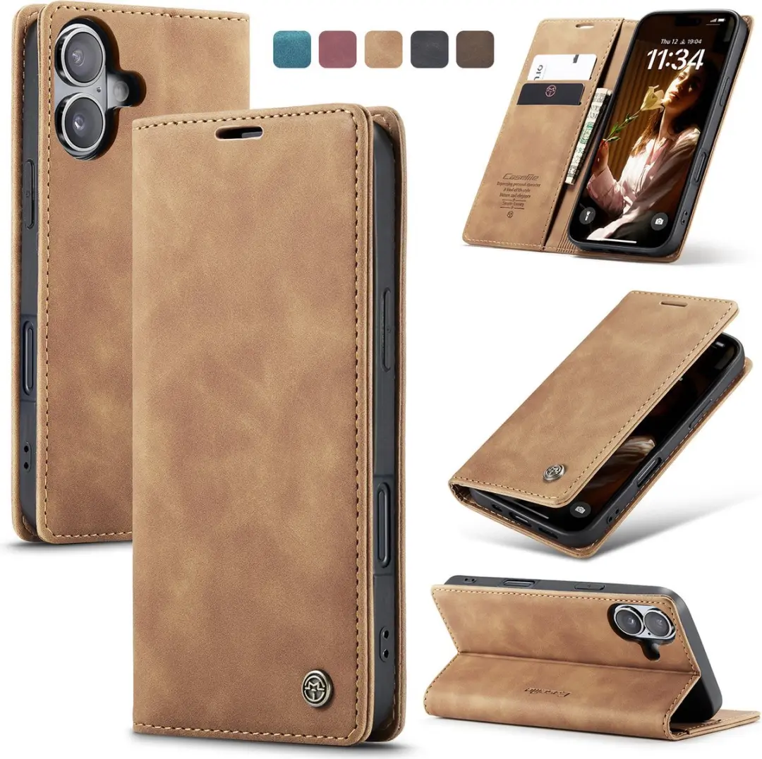 Caseme Wallet Book iPhone 16 Hoesje - Cognac Bruin