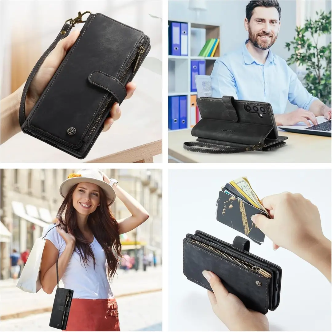 Caseme Wallet Rits Book Case Samsung Galaxy S24 Plus - PU Leer - 10 Pasjes - Zwart