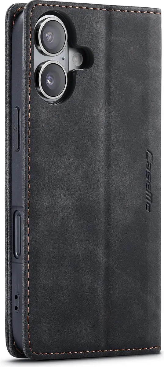 Caseme iPhone 16 Wallet Book Hoesje - PU Leer - Zwart