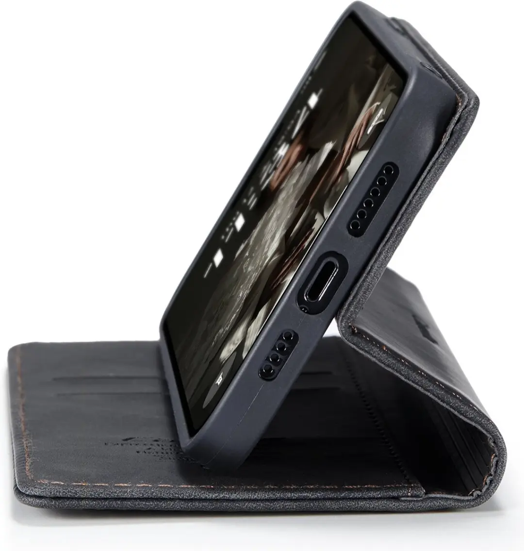 Caseme iPhone 16 Wallet Book Hoesje - PU Leer - Zwart