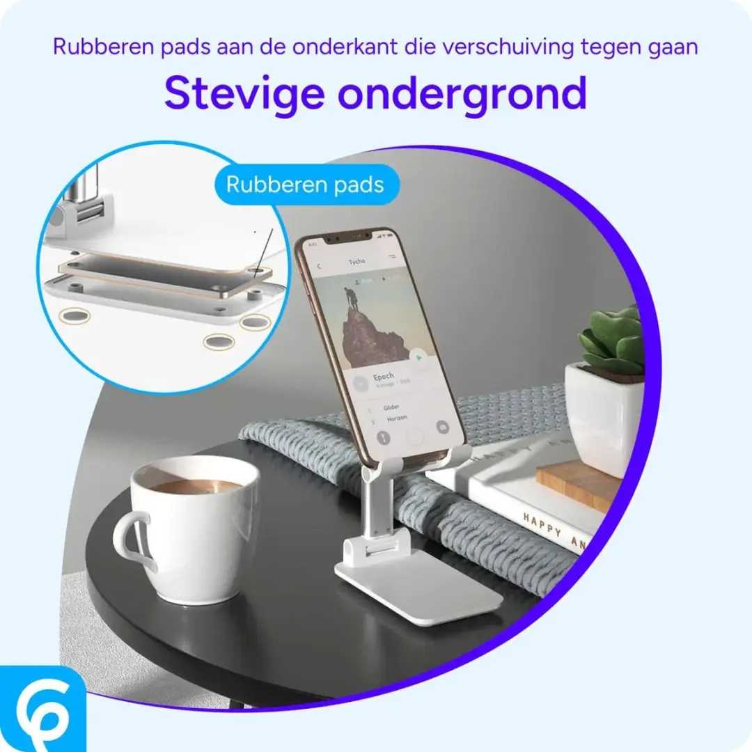 Selected Aluminium Tablethouder Opvouwbaar Wit - 17,5cm
