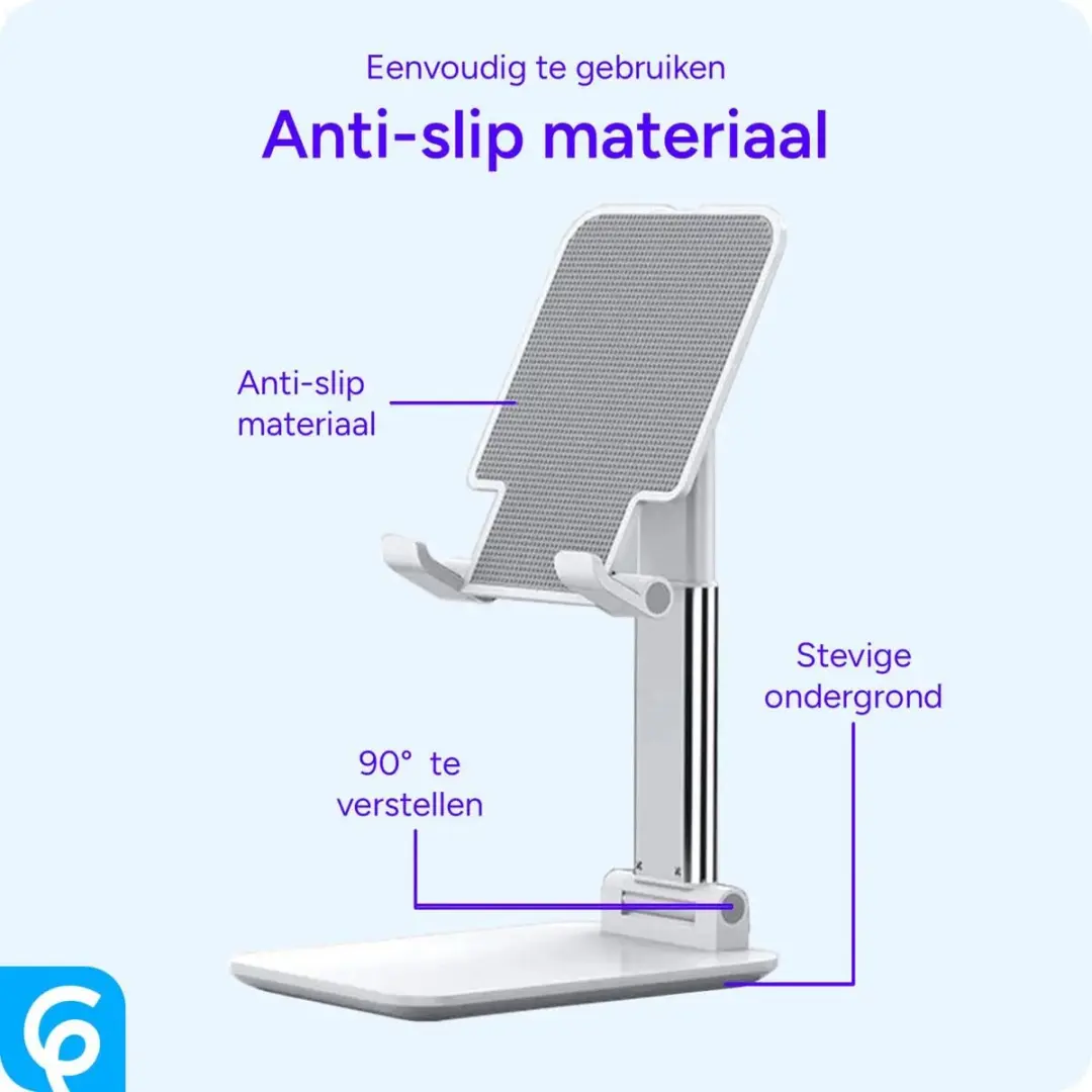 Selected Aluminium Tablethouder Opvouwbaar Wit - 17,5cm