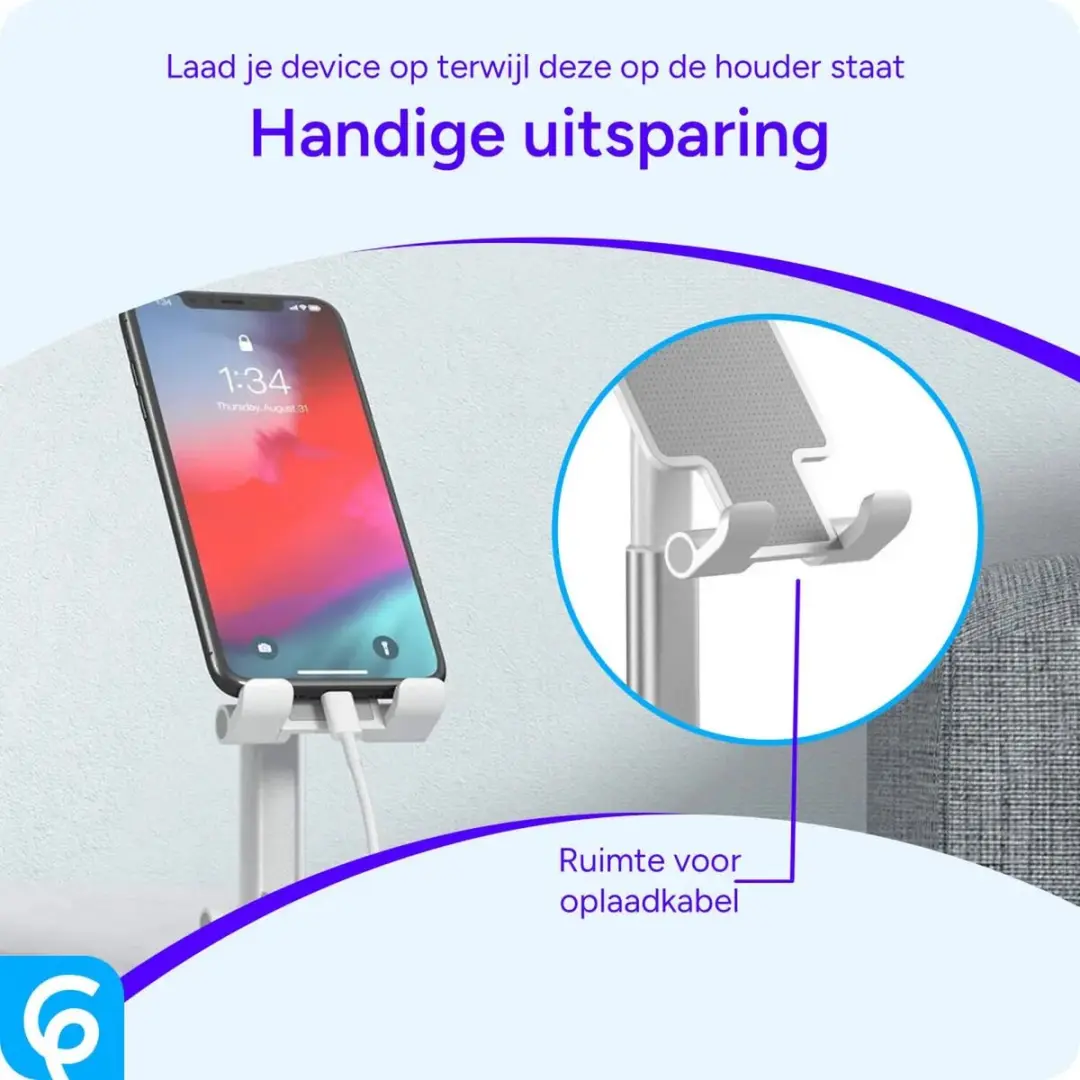 Selected Aluminium Tablethouder Opvouwbaar Wit - 17,5cm