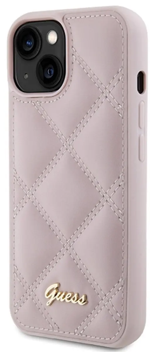Guess Quilted Metal Logo Hoes - iPhone 15 - Roze - afbeelding 6 van 6