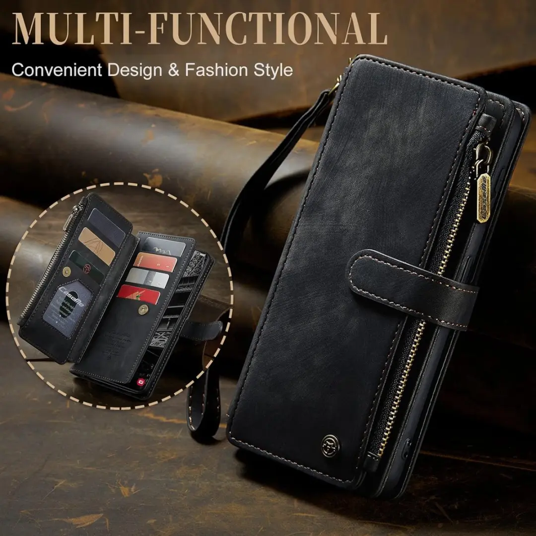 Caseme Wallet Rits Book Case Samsung Galaxy S23 Plus - PU Leer - 10 Pasjes - Zwart