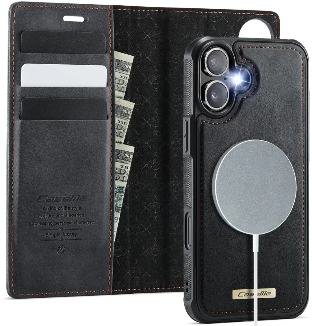 CaseMe iPhone 16 Plus MagSafe Hoesje - 3 Pasjes - Zwart