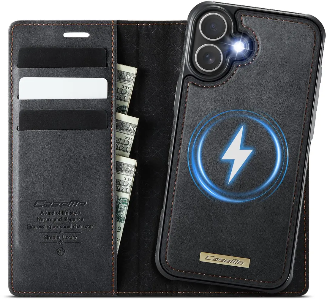 CaseMe iPhone 16 Plus MagSafe Hoesje - 3 Pasjes - Zwart