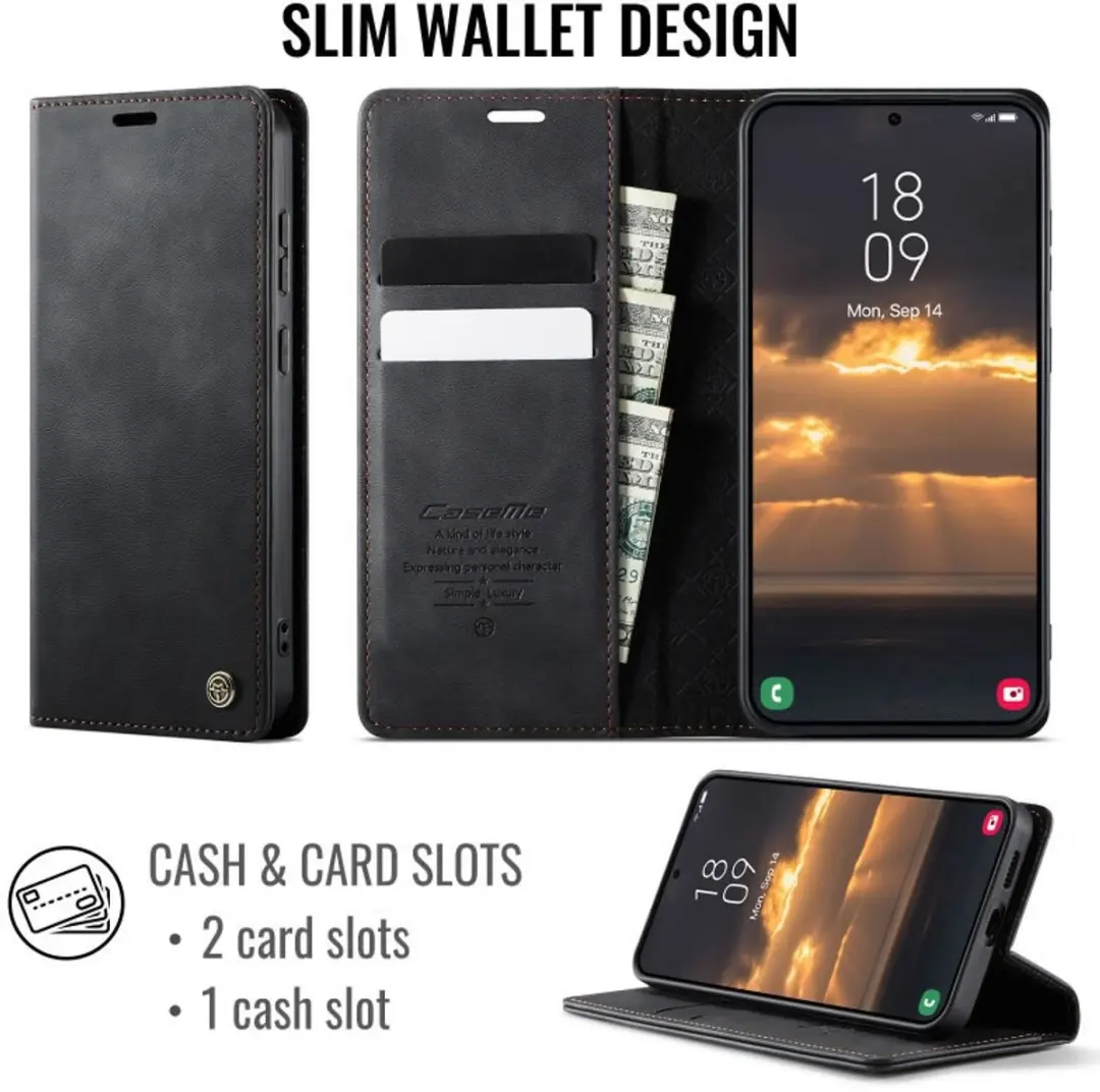CaseMe Telefoonhoesje Samsung Galaxy S24/S25 Plus - Wallet Book - Zwart