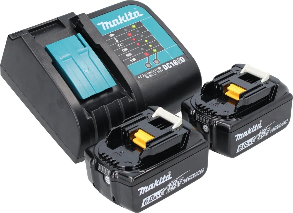 Makita DRT52SGJ Accu Kantenfrees 18V 6mm - 2x 6.0Ah + Lader + Makpac