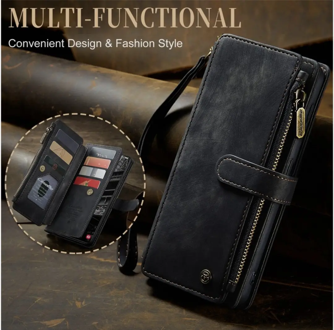 Caseme Wallet Rits Book Case Samsung Galaxy S23 - PU Leer - 10 Pasjes - Zwart