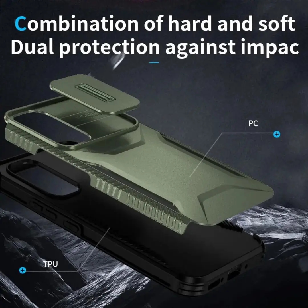 Selected Hoesje Samsung Galaxy A54 Back Cover Groen - Camera Slider