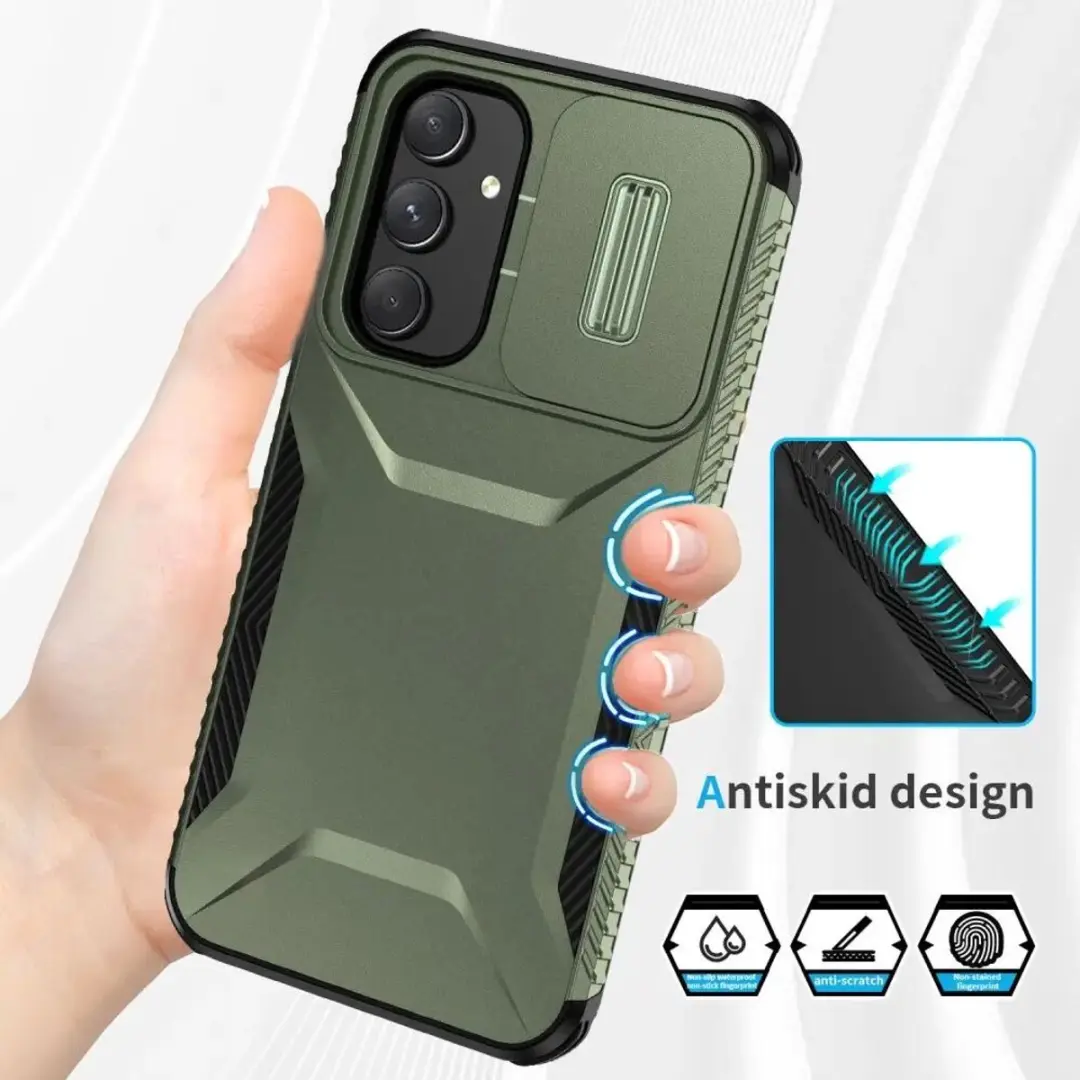 Selected Hoesje Samsung Galaxy A54 Back Cover Groen - Camera Slider