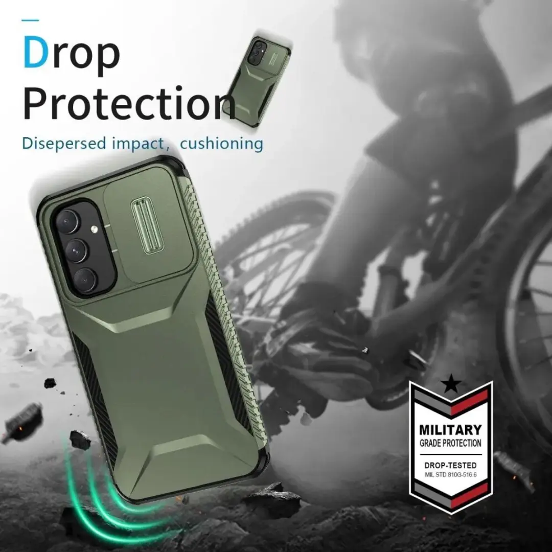 Selected Hoesje Samsung Galaxy A54 Back Cover Groen - Camera Slider