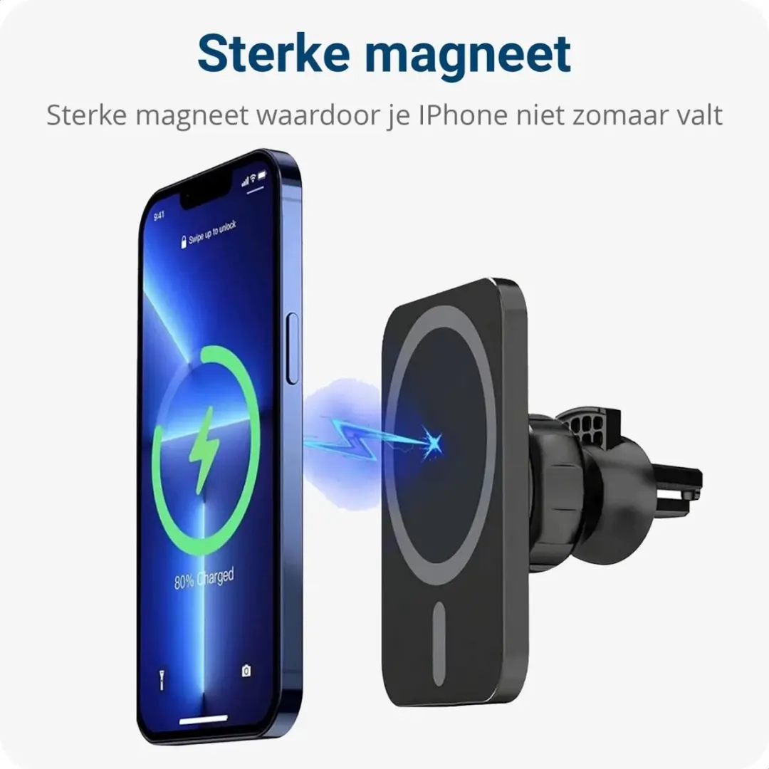 Selected Ventilatierooster Telefoonhouder Auto MagSafe - 15W - Zwart