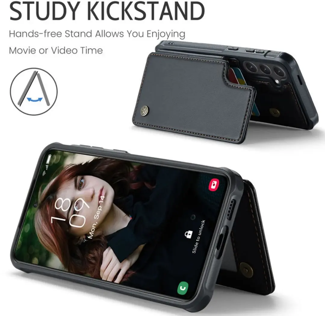 Caseme Telefoonhoesje Samsung Galaxy S24 Plus Wallet - PU Leer - 4 Pasjes - Zwart