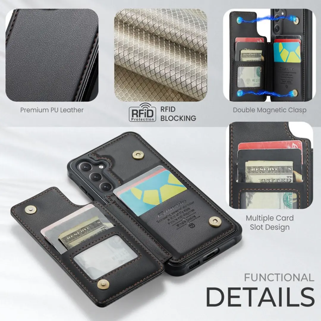 Caseme Telefoonhoesje Samsung Galaxy S24 Plus Wallet - PU Leer - 4 Pasjes - Zwart
