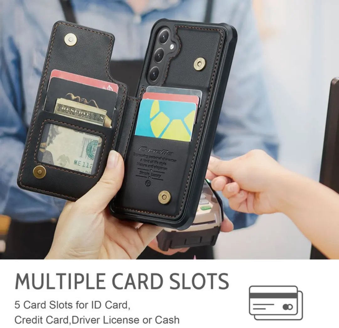 Caseme Telefoonhoesje Samsung Galaxy S24 Plus Wallet - PU Leer - 4 Pasjes - Zwart