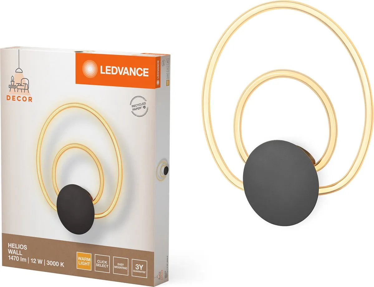 LEDVANCE Decor Helios Wandlamp 12W 960lm - Donkergrijs