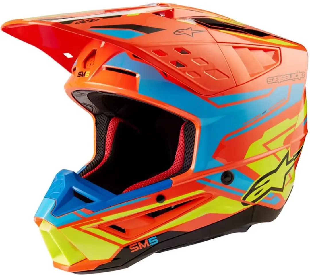 Alpinestars S-M5 Action 2 Helm ECE 22.06 - XXL - Oranje/Fluo Geel/Blauw