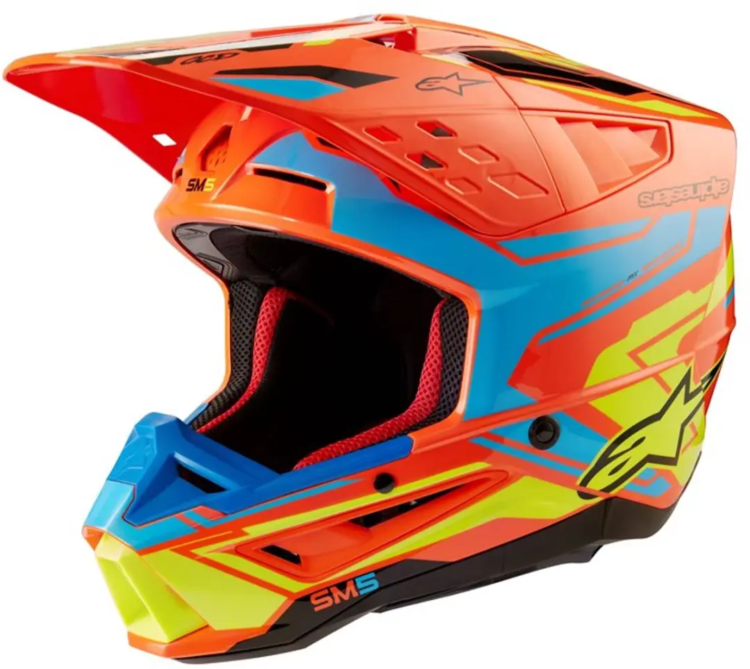 Alpinestars S-M5 Action 2 Helm ECE 22.06 - XXL - Oranje/Fluo Geel/Blauw