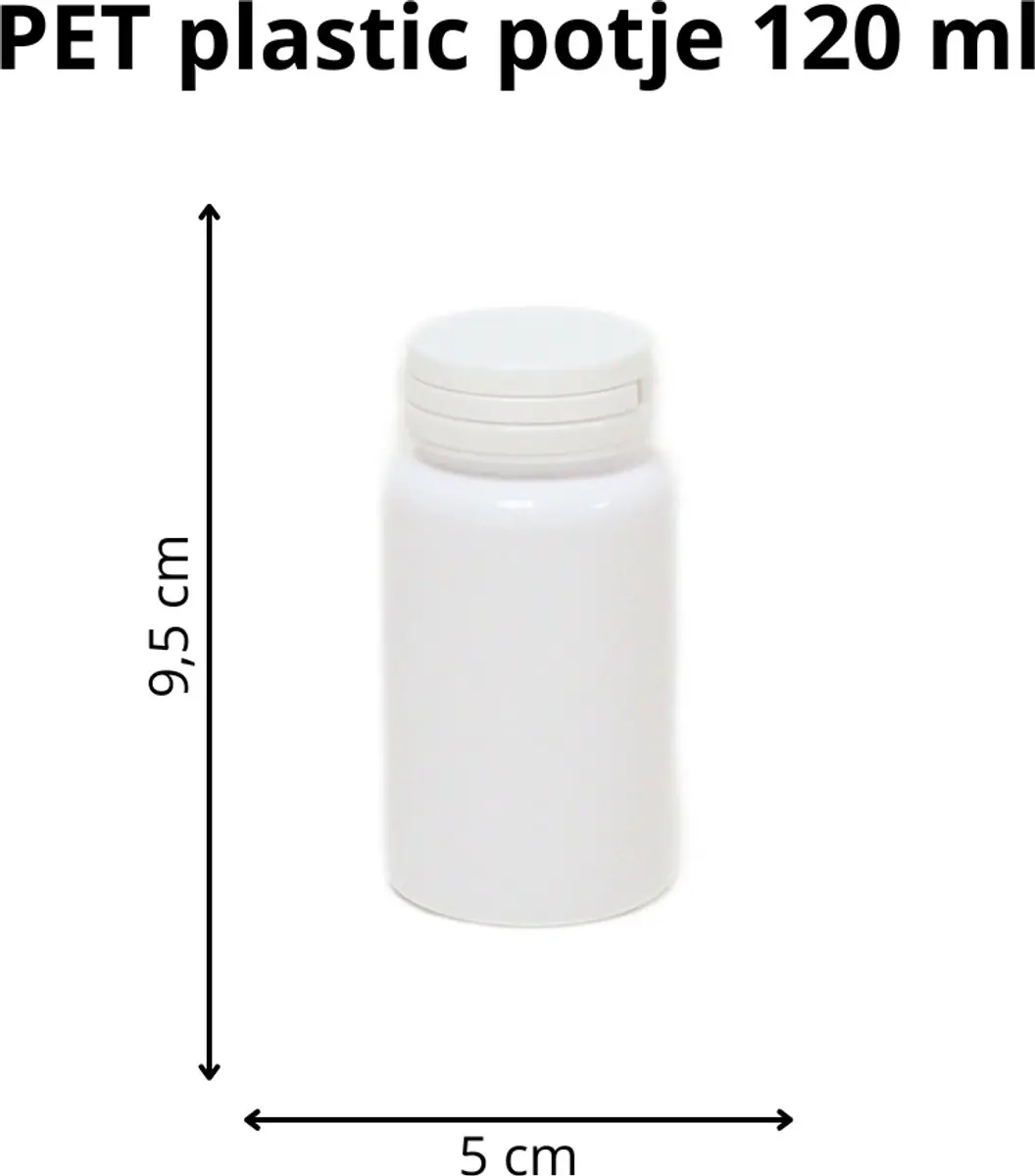 Alpha Packaging Lege Plastic Potjes 120ml - 5 Stuks - Wit