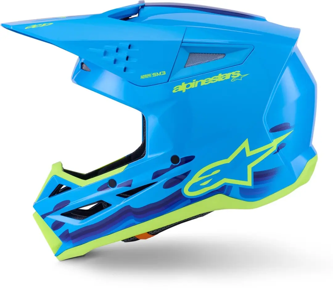 Alpinestars S-M3 Force Crosshelm - Blauw/Geel - afbeelding 6 van 6