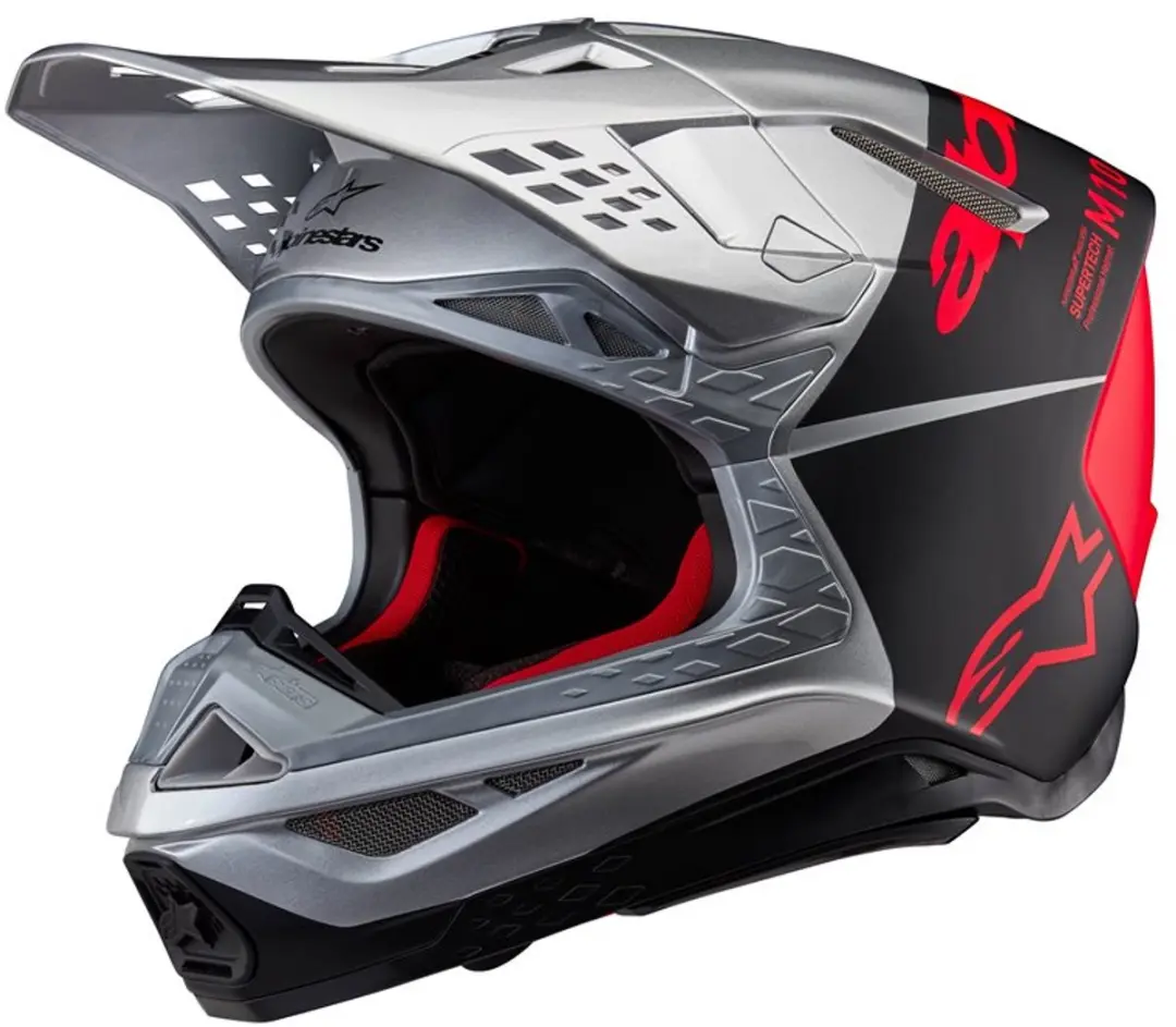 Alpinestars Supertech S-M10 Flood Helm ECE 22.06 - XL - Zilver/Zwart/Oranje