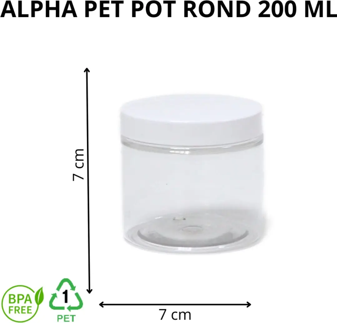 Alpha Packaging Plastic Pot 200ml - 10 Stuks - Witte Dop