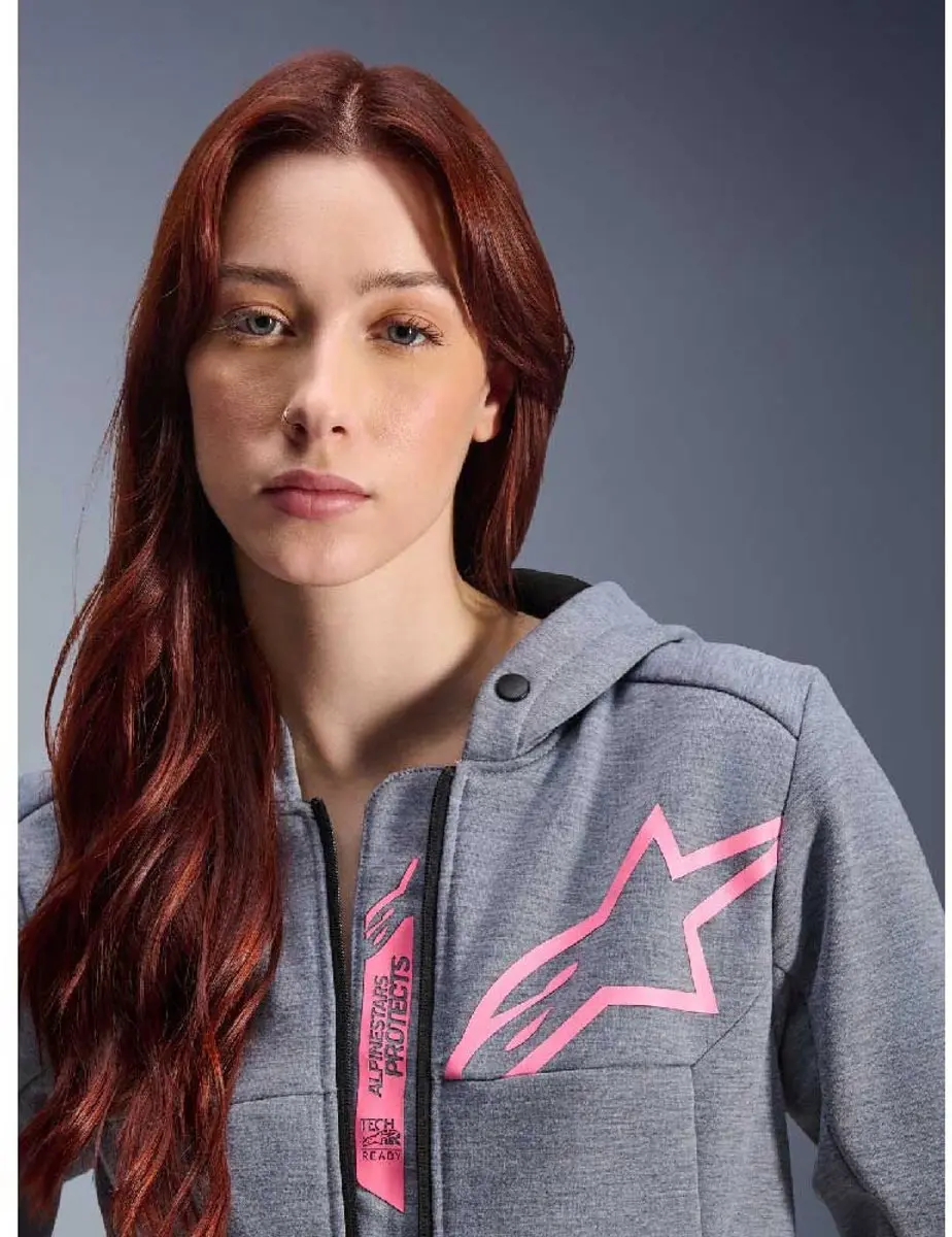 Alpinestars Stella Chrome V2 Sport Hoodie - Grijs Heather Roze Fluo - afbeelding 6 van 6