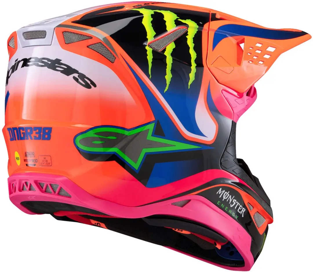 Alpinestars S-M10 Deegan Offroad Helm - Fluoriserend geel/oranje/roze/paars