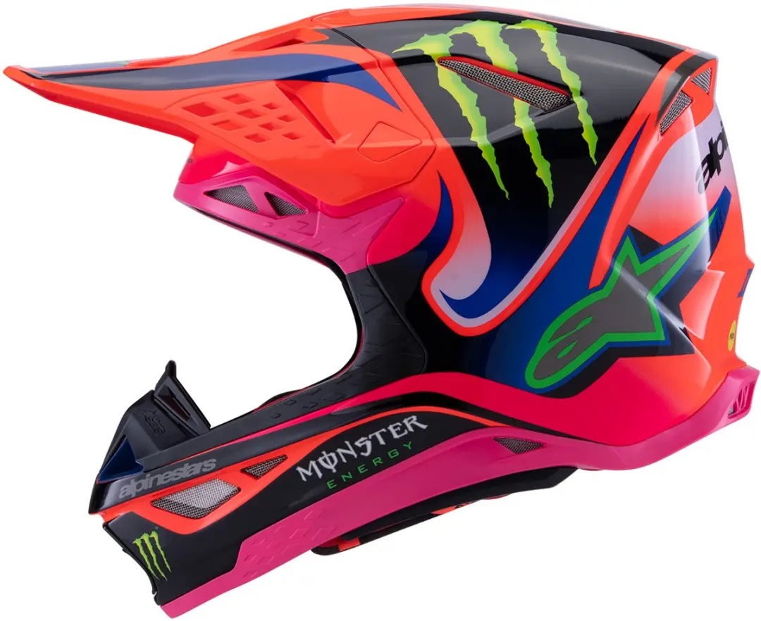 Alpinestars S-M10 Deegan Offroad Helm - Fluoriserend geel/oranje/roze/paars