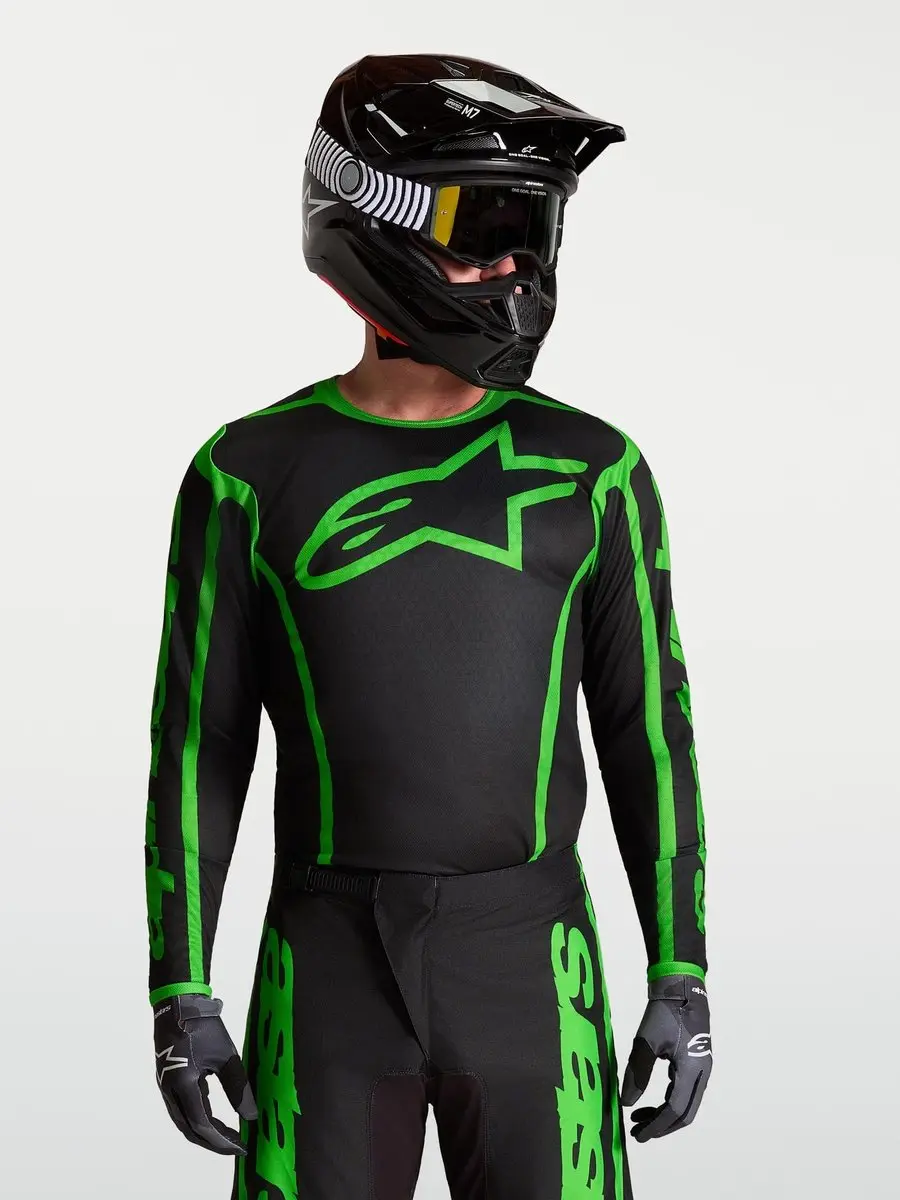 Alpinestars Fluid Apex V2 Motocross Trui - Zwart/Neon-Groen S